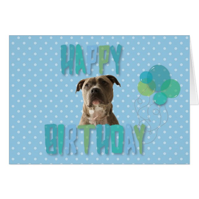 Cute Pibull Dog Feliz Cumpleaños Tarjeta de Saludo (Anverso (Horizontal))