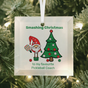 Cute Pickleball Ornamento de cristal de navidad de