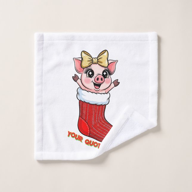 Cute Pig in Christmas Stocking (Toallita)