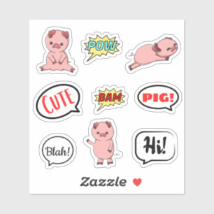 Cute Pig Pow Blah Hi Bubble Pegatinas