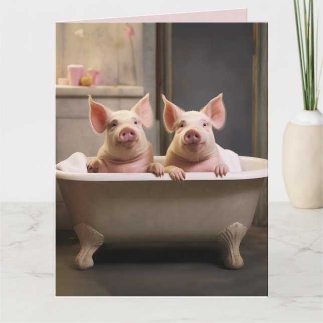 CUTE PIGS FUNNY BIRTHDAY Tarjeta de saludo (Anverso)