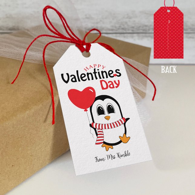 Cute Pingüino con globo de San Valentín etiqueta ( (Subido por el creador)