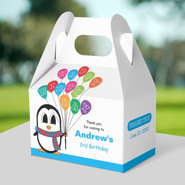 Cute pingüino Cumpleaños Caja Gable (Subido por el creador)