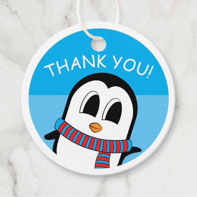 Cute pingüino etiqueta de círculo (Anverso)