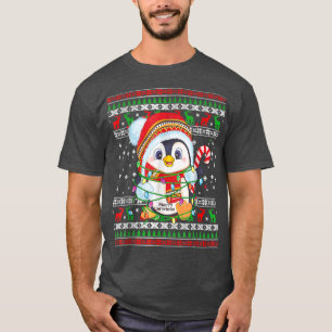 Cute Pingüino Ilumina Navidades Feo Suéter Para Ho