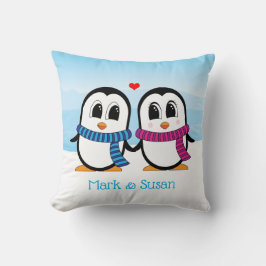 Cute pingüinos Cojines decorativos de pareja