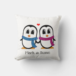 Cute pingüinos Cojines decorativos de pareja