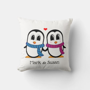 Cute pingüinos Cojines decorativos de pareja