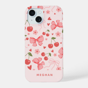 Cute Pink Coquette Cerezas y Lazos Personalizado