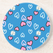 Cute Pink Corazones y Margaritas Posavasos Redondo