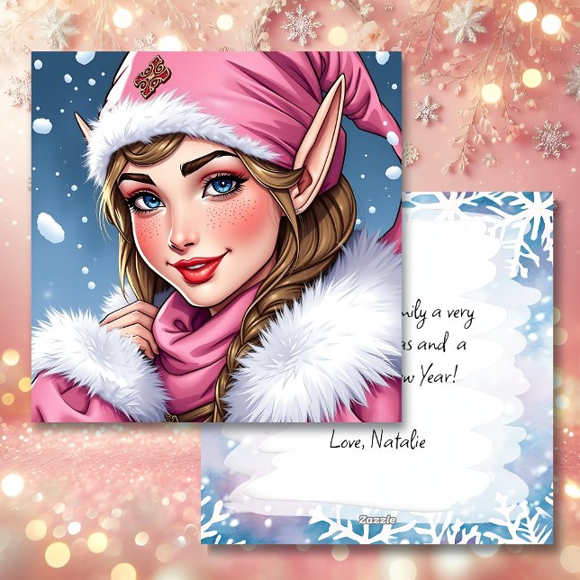 Cute Pink Elf | Feliz Navidad personalizada (Subido por el creador)