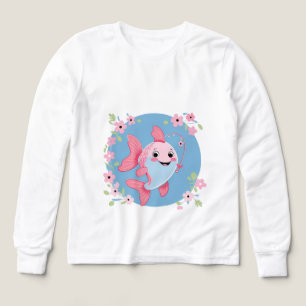 Cute Pink Fish – Kids’ Long Sleeve Tee