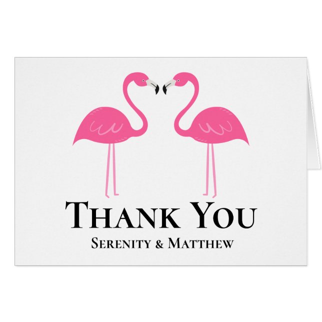 Cute Pink Flamingo Summer Beach Wedding Gracias (Anverso (Horizontal))