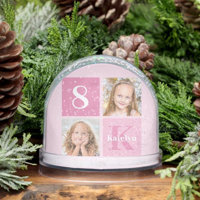 Cute Pink Girl Photo Collage Custom Christmas Gift (Invierno)
