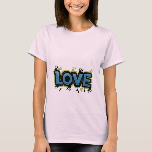 Cute Pink LOVE Graffiti Camiseta  (Anverso)