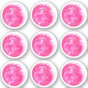 Cute Pink Mirror ball conjunto de 9 pegatinas