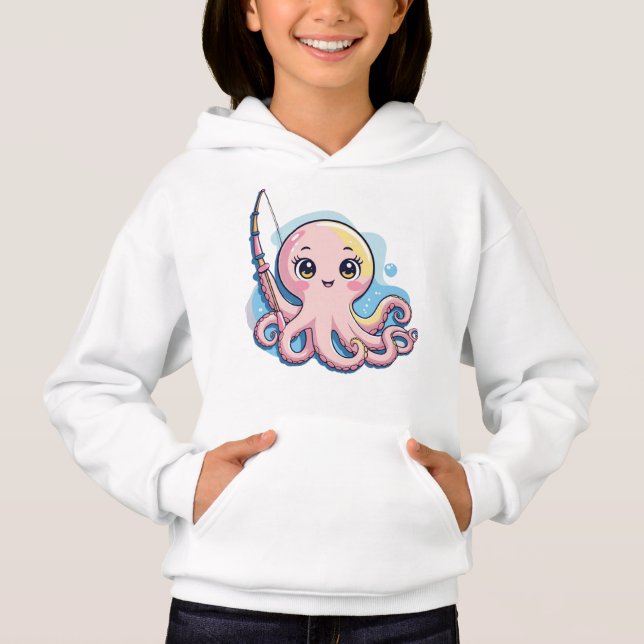 Cute Pink Octopus – Kids’ Hoodie (Anverso)