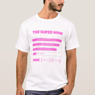 Cute Pink Super Mom Stats Camiseta - Estética Moth