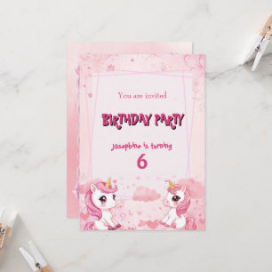 Cute Pink Unicorn una Invitación Mágica de Cumplea