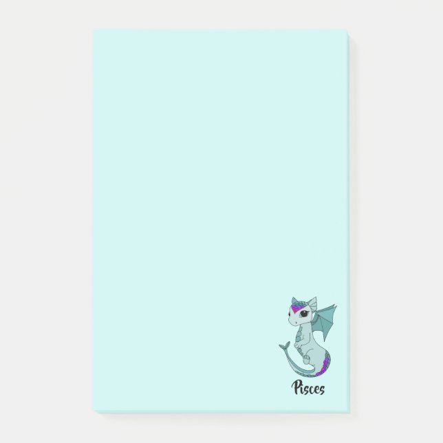 Cute Pisces Dragon diseño zodiac notas post-it (Anverso)