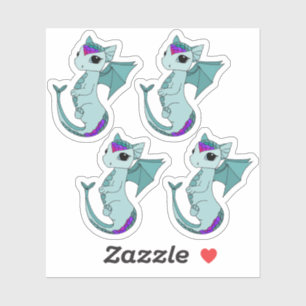 Cute Pisces Dragon diseño zodiac pegatina