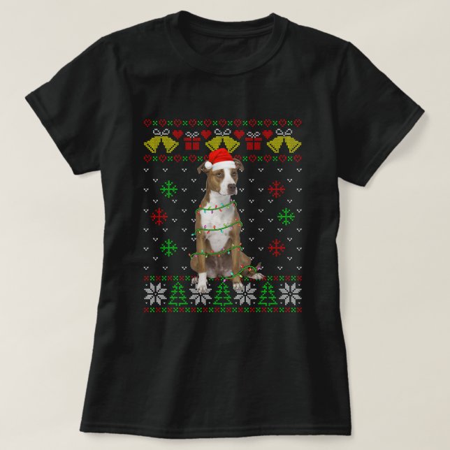 Cute Pitbull Perro Santa Hat Suéter suéter feo xmm (Diseño del anverso)