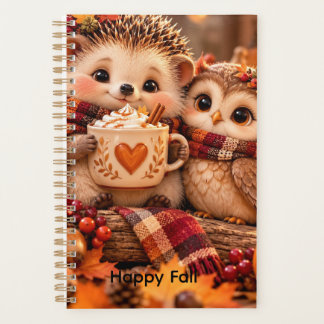 Cute Planificador de Otoño de Erizo y Búho Editabl