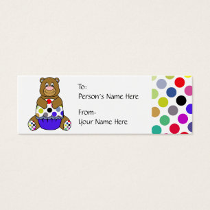Cute Polka Dot Brown Etiqueta de regalo de cumplea