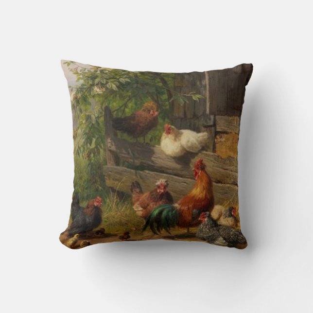 Cute pollos de cosecha y almohada decorativa de ga (Anverso)