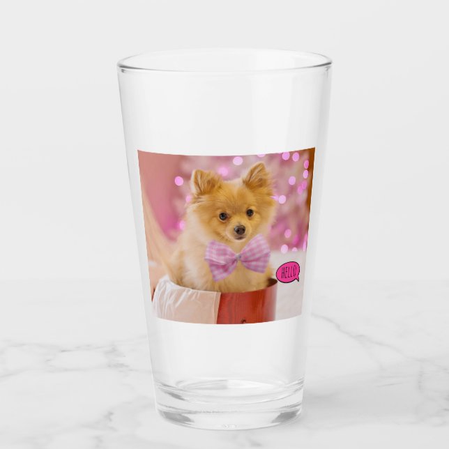 Cute Pomeranian Puppy Glass (Anverso)