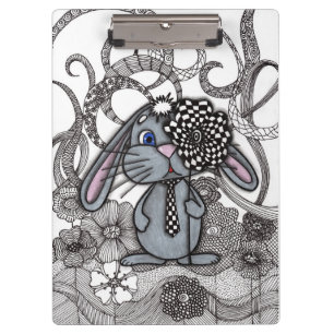 Cute Portapapeles de conejo Bunny Zen Doodle