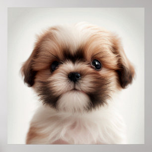 Cute póster de retrato de perro cachorro Shih Tzu