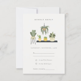 Cute Potted Leafy Succulent Plants Wedding RSVP