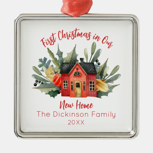 Cute primera Navidad Nueva Casa Ornamento Metaliza (Frente)