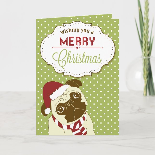 Cute Pug Dog Feliz Navidad (Anverso)