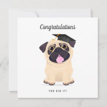 Cute Pug Felicitaciones Tarjeta de Graduación