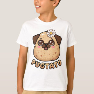 Cute Pugtato divertida camiseta de pug patata chis