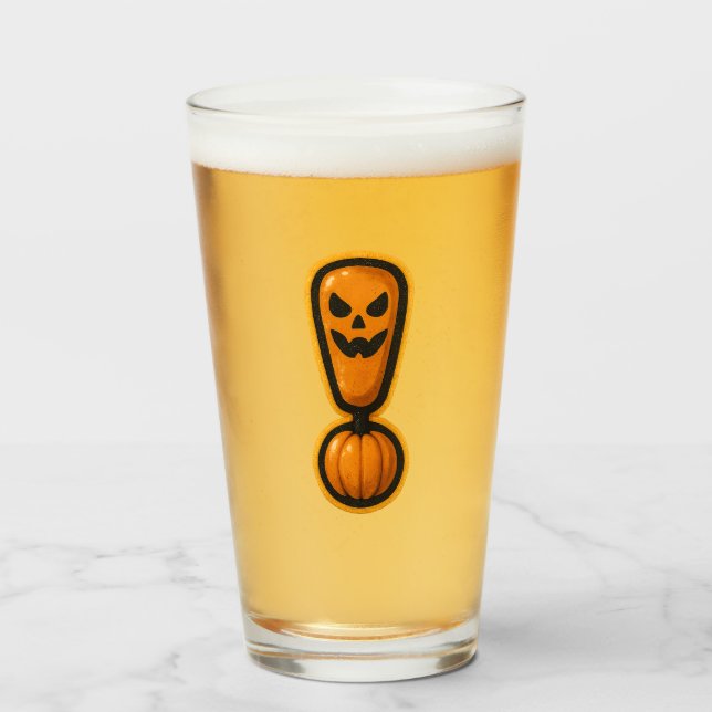Cute Pumpkin Halloween Exclamation Mark Glass (Anverso (lleno))