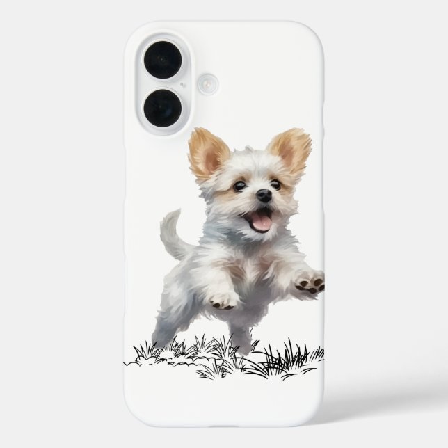 “Cute Puppy Funda para iPhone 16 – Adorable Amante (Reverso )