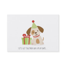 Cute Puppy Jugar Cumpleaños Fecha Tarjeta De Llama