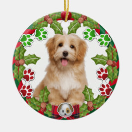 Cute Puppy Primer Ornamento Cerámico De Navidad
