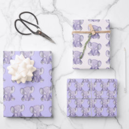 Cute Purple Elephant Diseño Papel de envolvimiento