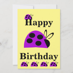 Cute Purple Ladybug Birday Card