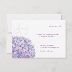 Cute púrpura Hydrangea Bloom Wedom RSVP