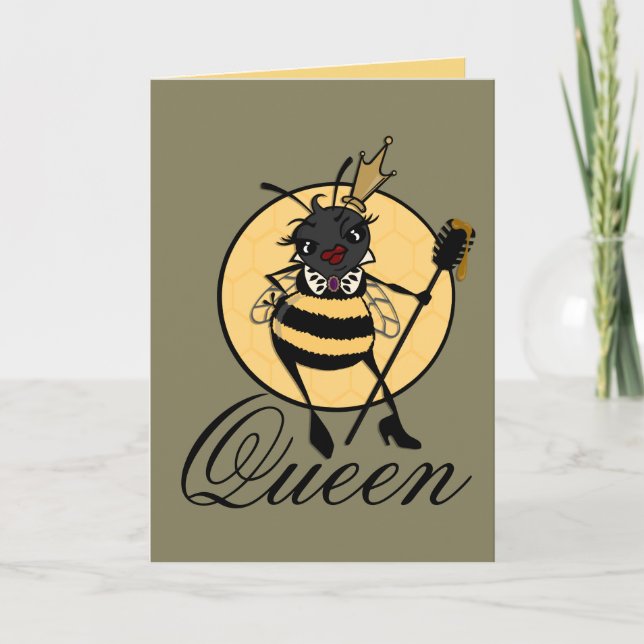 CUTE QUEEN BEE TARJETA VERTICAL DE SALUD (Anverso)