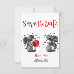 Cute Raccoon Wedding Save the Date Invitación