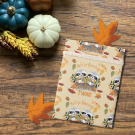 Cute Raccoons Twins Recién nacido Papel de envolve