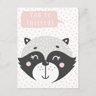Cute Racoon Kids Birday Invitación Postcard