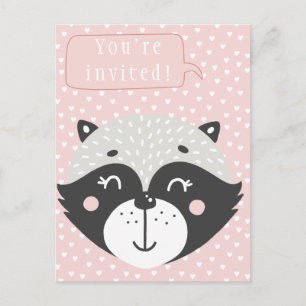 Cute Racoon Kids Birday Invitación Postcard