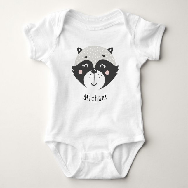 Cute Racoon Personalizado Baby Jersey Bodysuit (Anverso)